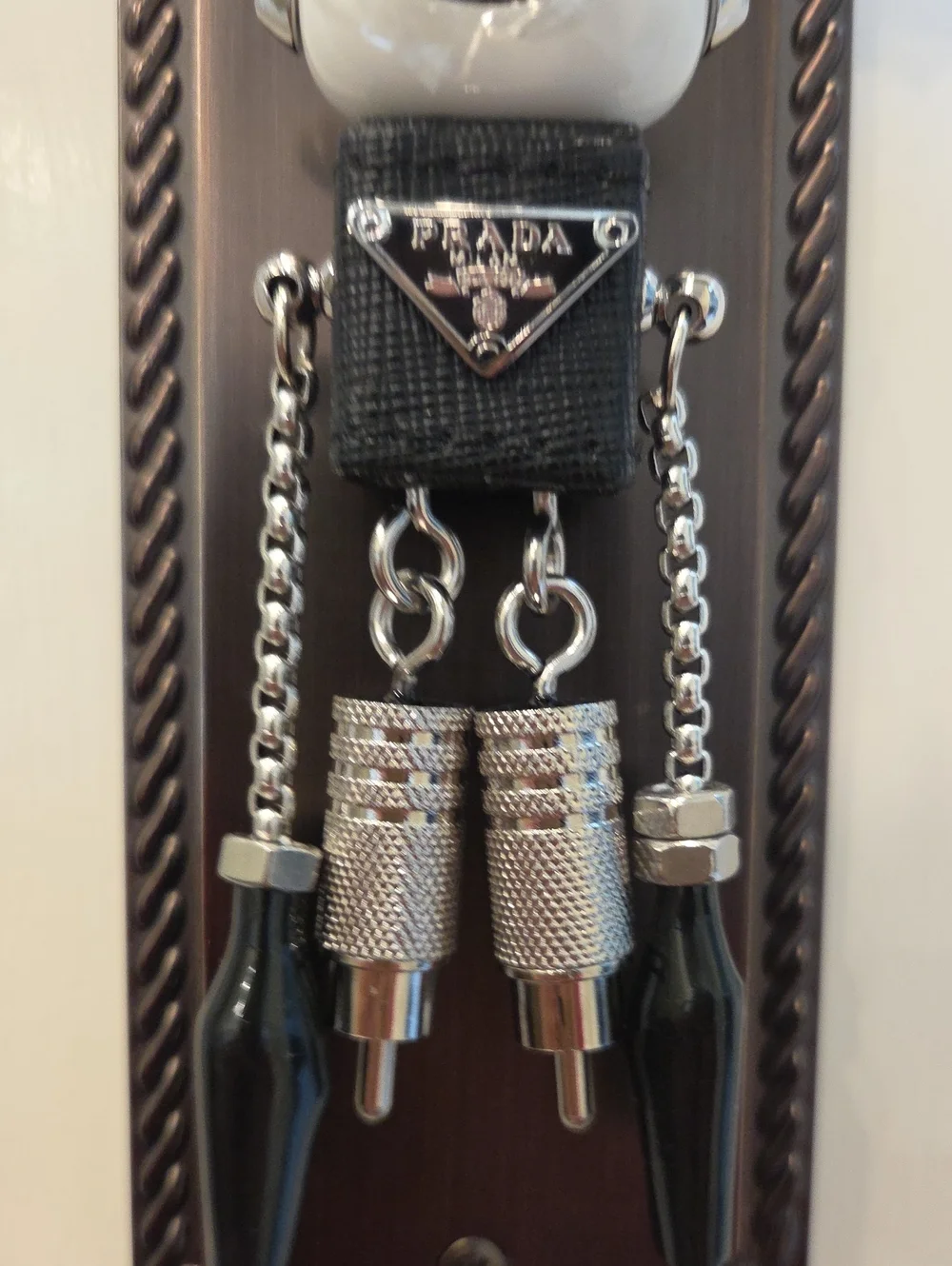 Prada Saffiano Leather Robot Keychain Key Chain Trick In SAKS NOW $775